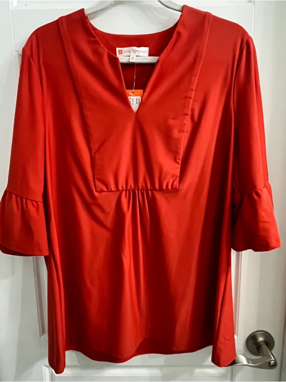 NWT Jude Connally Paprika (Orange) V-Neck Ruffle Sleeve Cannell Top
